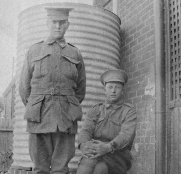 Albert Dew (seated) and probably Robert William Motherall | Source: https://www.awm.gov.au/collection/C1259989