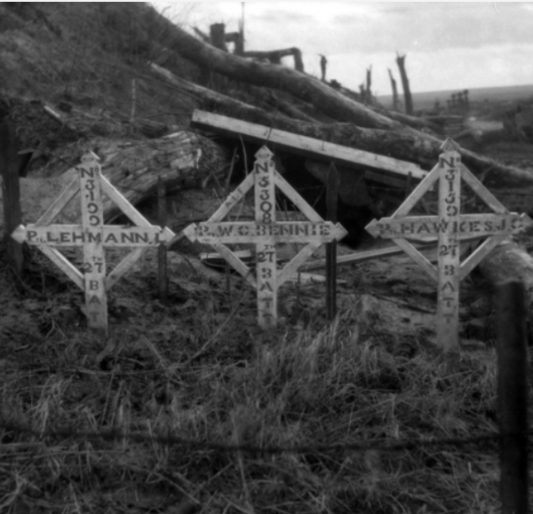 Graves of members of the 27th Battalion, including WC Bennie